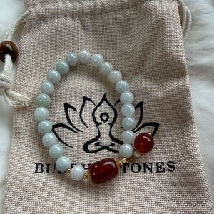 White and Red Beaded Bracelet